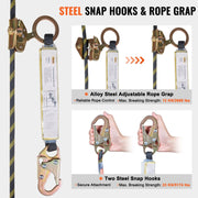 Vertical Lifeline Assembly 0.55'' x 100' Fall Protection Rope 30 KN ANSI V952-CZSMXHHXWS105HEJUV0