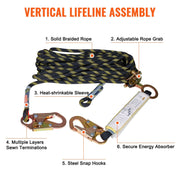Vertical Lifeline Assembly 0.55'' x 100' Fall Protection Rope 30 KN ANSI V952-CZSMXHHXWS105HEJUV0