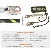 Vertical Lifeline Assembly 0.55'' x 100' Fall Protection Rope 30 KN ANSI V952-CZSMXHHXWS105HEJUV0