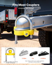 Trailer Hitch Lock Kit, Fits for 46 mm, 50.8 mm, 58.7 mm Couplers, Heavy-Duty Anti-Theft Trailer Ball Lock V952-CZSOHSDUX178O5DO4001V0