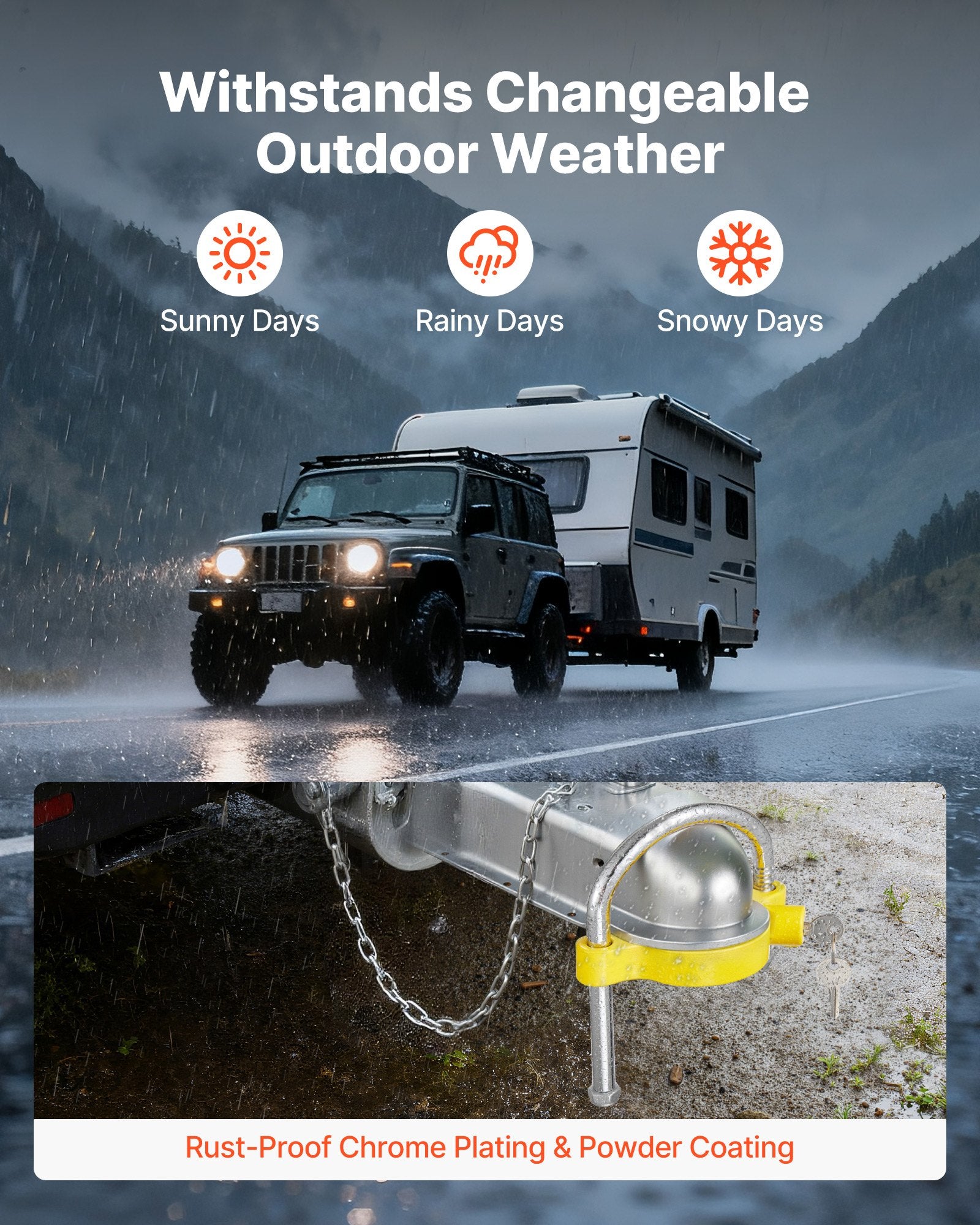 Trailer Hitch Lock Kit, Fits for 46 mm, 50.8 mm, 58.7 mm Couplers, Heavy-Duty Anti-Theft Trailer Ball Lock V952-CZSOHSDUX178O5DO4001V0
