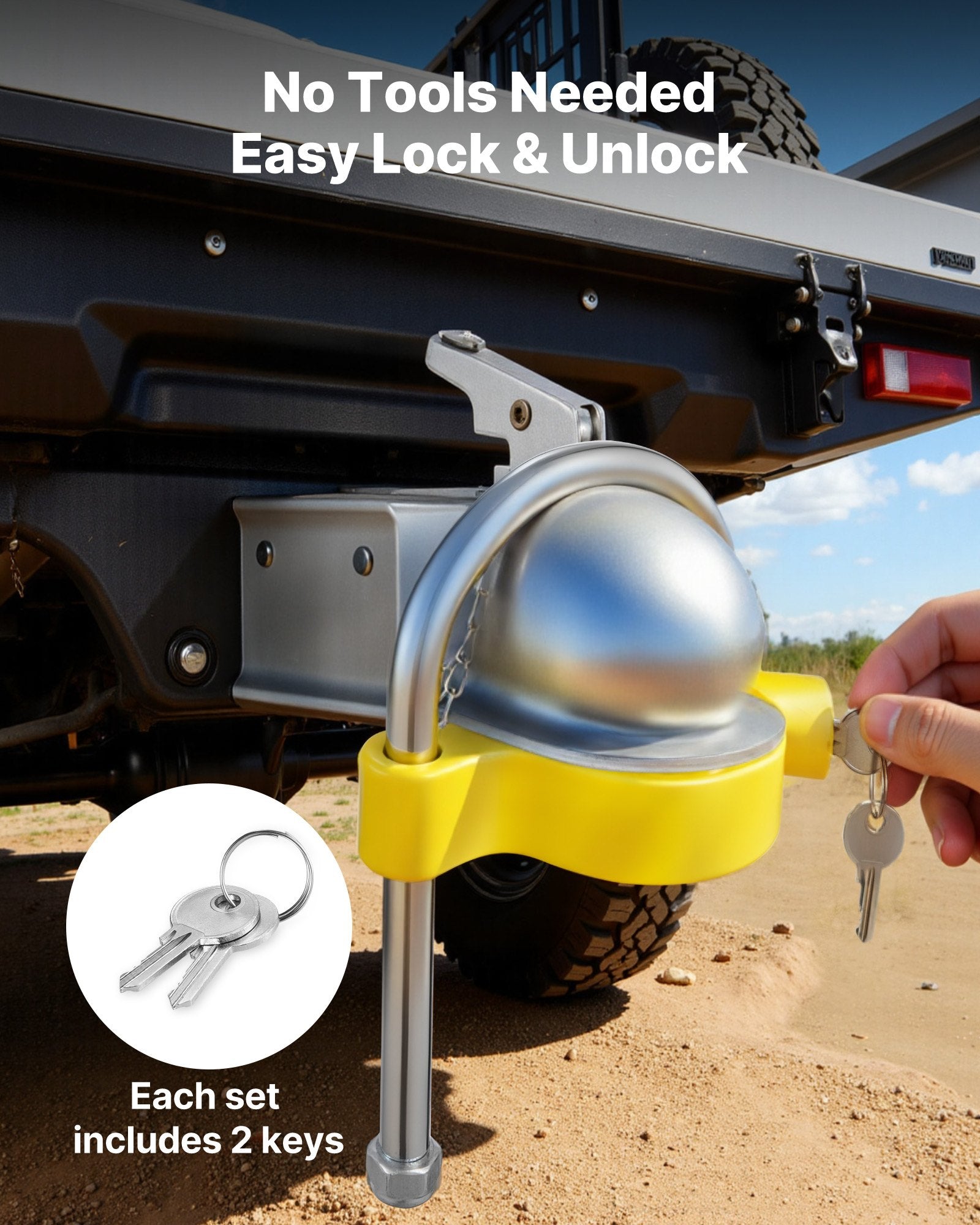 Trailer Hitch Lock Kit, Fits for 46 mm, 50.8 mm, 58.7 mm Couplers, Heavy-Duty Anti-Theft Trailer Ball Lock V952-CZSOHSDUX178O5DO4001V0