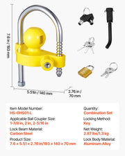 Trailer Hitch Lock Kit, Fits for 46 mm, 50.8 mm, 58.7 mm Couplers, Heavy-Duty Anti-Theft Trailer Ball Lock V952-CZSOHSDUX178O5DO4001V0
