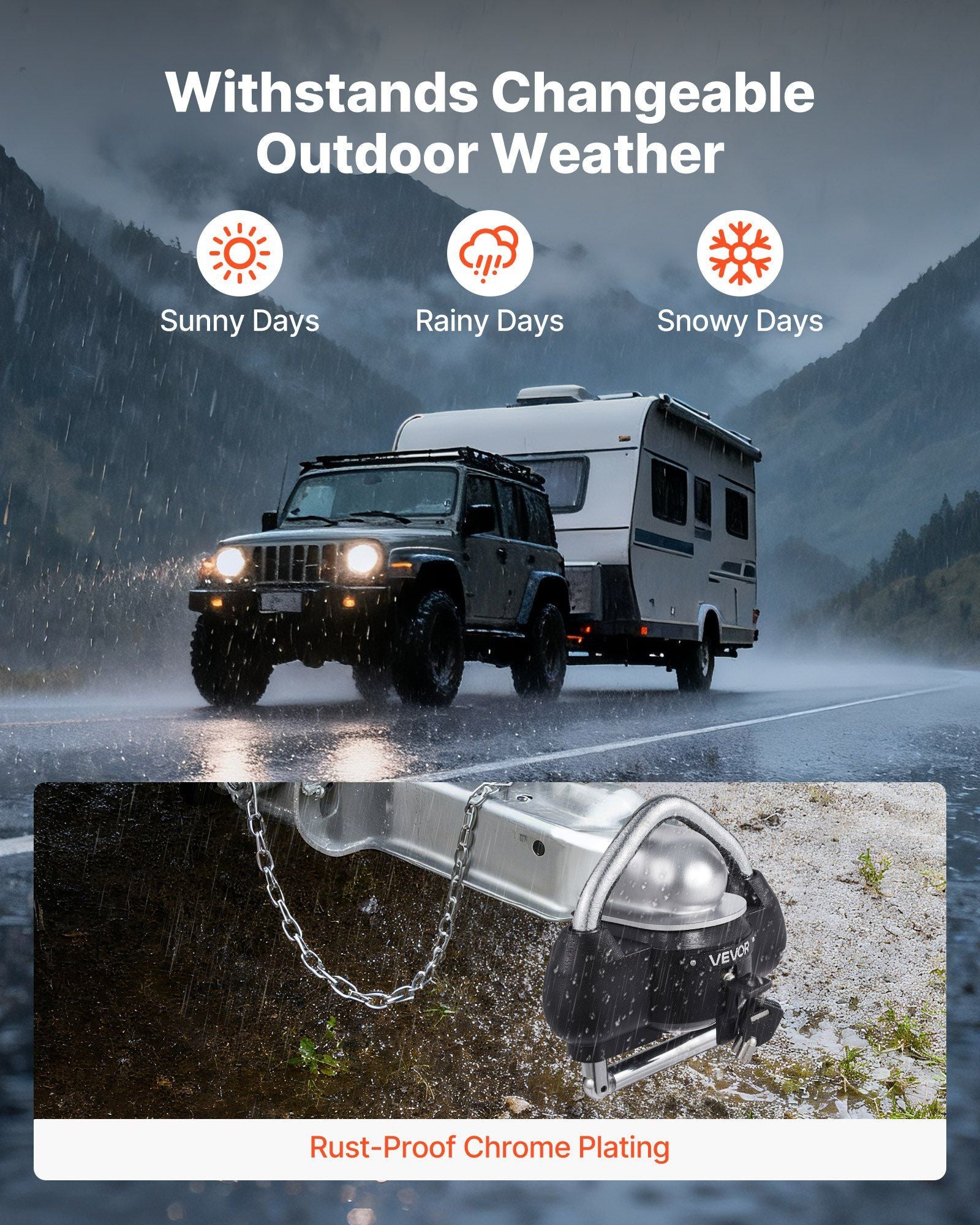Trailer Hitch Lock, Fits for 46 mm, 50.8 mm, 58.7 mm Couplers, Heavy-Duty Anti-Theft Trailer Ball Lock with 3 V952-CZSOHSDUX178UREEZ001V0