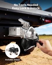 Trailer Hitch Lock, Fits for 46 mm, 50.8 mm, 58.7 mm Couplers, Heavy-Duty Anti-Theft Trailer Ball Lock with 3 V952-CZSOHSDUX178UREEZ001V0