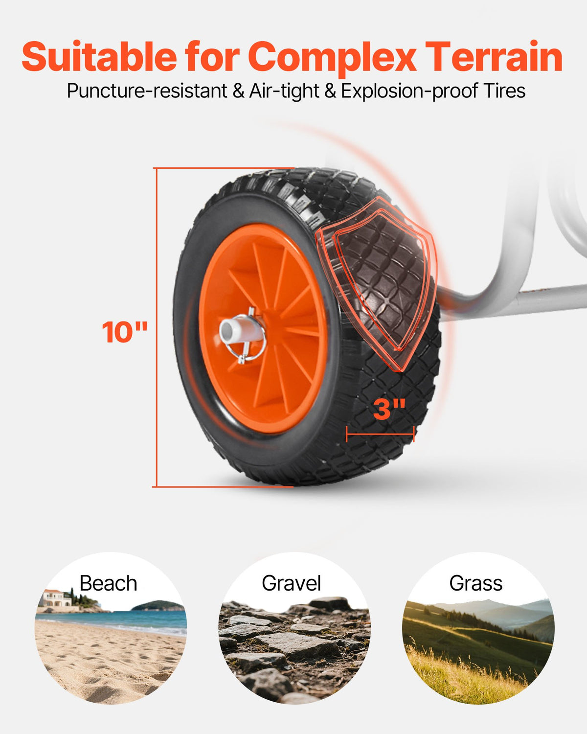 Kayak Cart, 68.0 kg Load Capacity, Stand Up Paddle Board Trolley with 25.4 cm Solid Rubber Tires & V952-CZSPHTTC10INP1Q50001V0