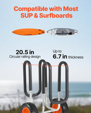 Kayak Cart, 68.0 kg Load Capacity, Stand Up Paddle Board Trolley with 25.4 cm Solid Rubber Tires & V952-CZSPHTTC10INP1Q50001V0