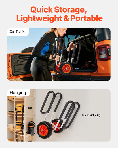 Kayak Cart, 68.0 kg Load Capacity, Stand Up Paddle Board Trolley with 25.4 cm Solid Rubber Tires & V952-CZSPHTTC10INP1Q50001V0