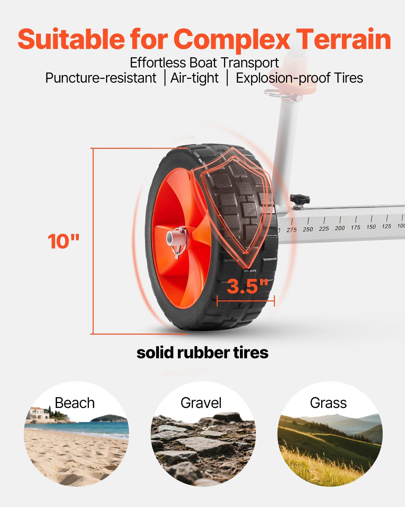 Kayak Cart, 104 kg Load Capacity, Canoe Cart Dolly with 25.4 cm Solid PU Tires & Kickstand, Assembles & V952-CZSPHTTC10INTL5QS001V0