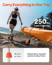 Kayak Cart, 113.4 kg Load Capacity, Canoe Cart Dolly with 19.1 cm Solid Rubber Tires & Kickstand, Assembles & V952-CZSPHTTC8INC8AUKV001V0