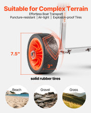 Kayak Cart, 113.4 kg Load Capacity, Canoe Cart Dolly with 19.1 cm Solid Rubber Tires & Kickstand, Assembles & V952-CZSPHTTC8INC8AUKV001V0