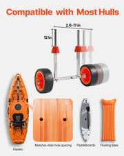 Kayak Cart, 113.4 kg Load Capacity, Canoe Cart Dolly with 19.1 cm Solid Rubber Tires & Kickstand, Assembles & V952-CZSPHTTC8INC8AUKV001V0