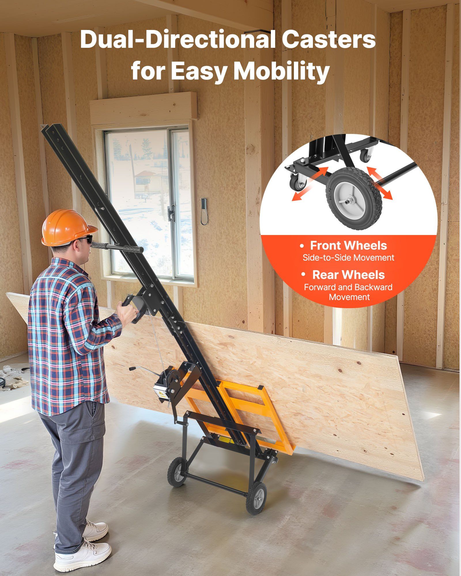 Drywall Lift, Heavy-Duty 68 kg Sheetrock Hoist for Wall Installation, One Person Drywall Installation, V952-CZSSJHS150LB9KSBM001V0
