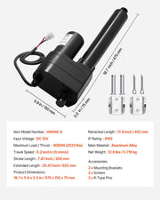 12V Linear Actuator, 200mm Stroke Ultra Heavy-Duty 9000N Linear Motion Actuator, IP65-Rated 5mm/s with V952-CZXXXZXQ9000NBK9C001V9