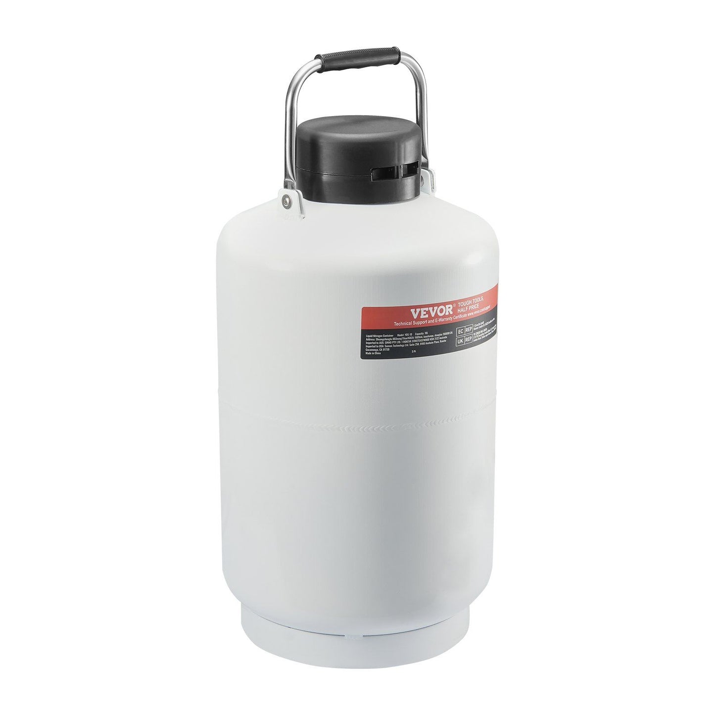 Liquid Nitrogen Tank, 10 L Aluminum Alloy Liquid Nitrogen Container, LN2 Tank Dewar with 6 Canisters and V952-CZXYDG10L000IEX2HV0