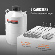 Liquid Nitrogen Tank, 20 L Aluminum Alloy Liquid Nitrogen Container, LN2 Tank Dewar with 6 Canisters and V952-CZXYDG20L000J251UV0