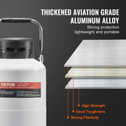 Liquid Nitrogen Tank, 3 L Aluminum Alloy Liquid Nitrogen Container, LN2 Tank Dewar with 6 Canisters and Carry V952-CZXYDG3L0000R0BDWV0
