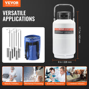 Liquid Nitrogen Tank, 3 L Aluminum Alloy Liquid Nitrogen Container, LN2 Tank Dewar with 6 Canisters and Carry V952-CZXYDG3L0000R0BDWV0