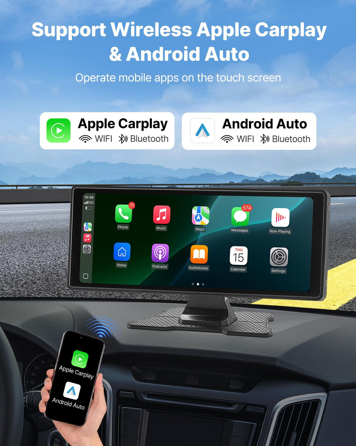 Car Stereo Radio CarPlay Touchscreen 254mm Apple Android Front/Rear Camera V952-CZZKP10INCHDHWMYE001V9