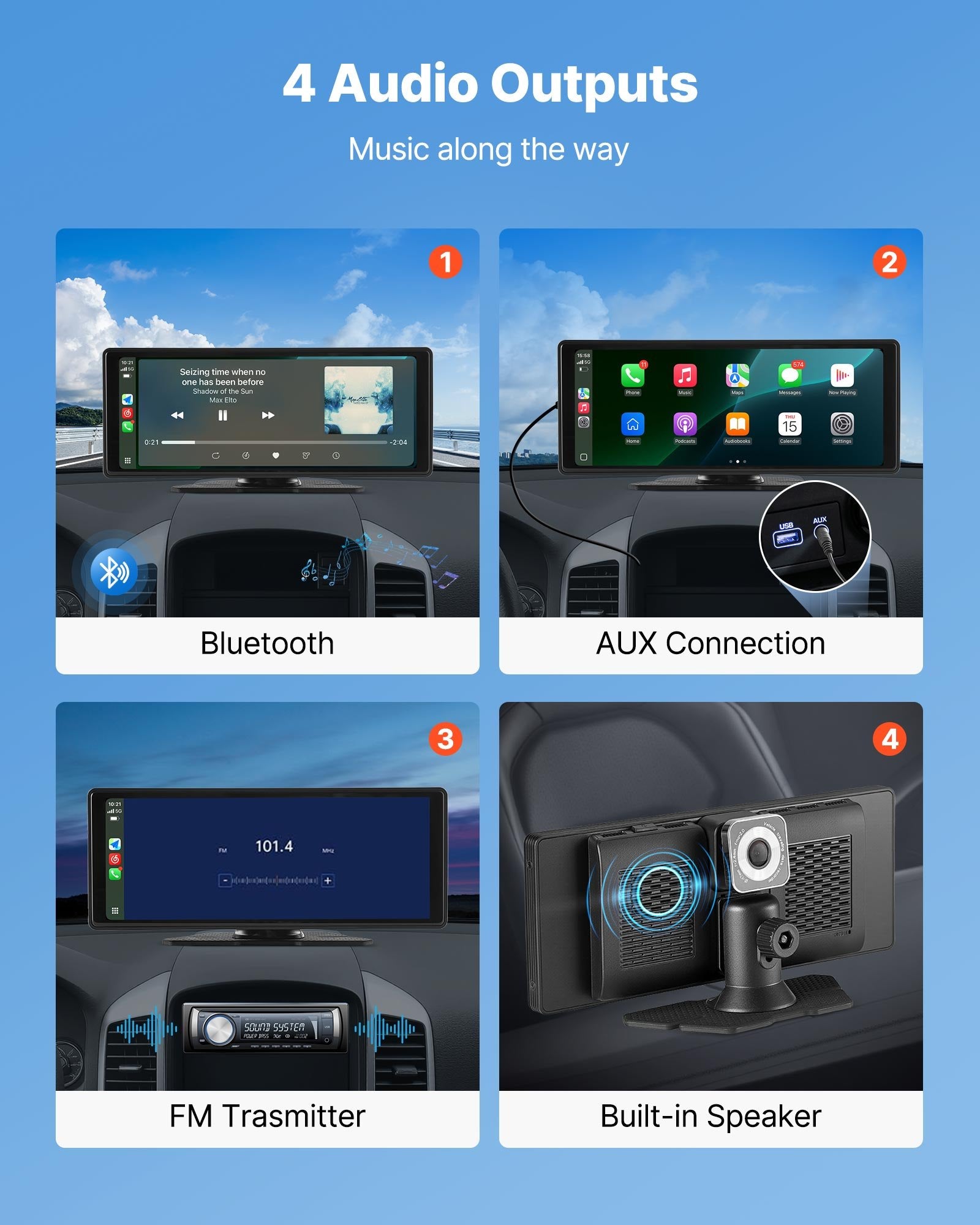 Car Stereo Radio CarPlay Touchscreen 254mm Apple Android Front/Rear Camera V952-CZZKP10INCHDHWMYE001V9