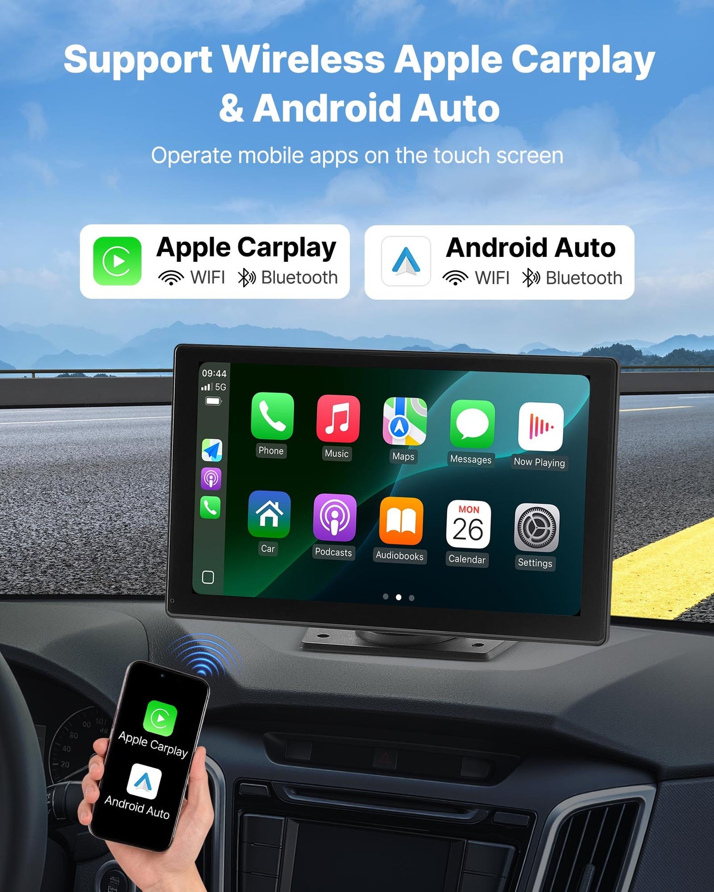 Car Stereo Radio CarPlay Touchscreen 228.6 mm Apple Android Backup Camera V952-CZZKP9INCHBD3G8EV001V9