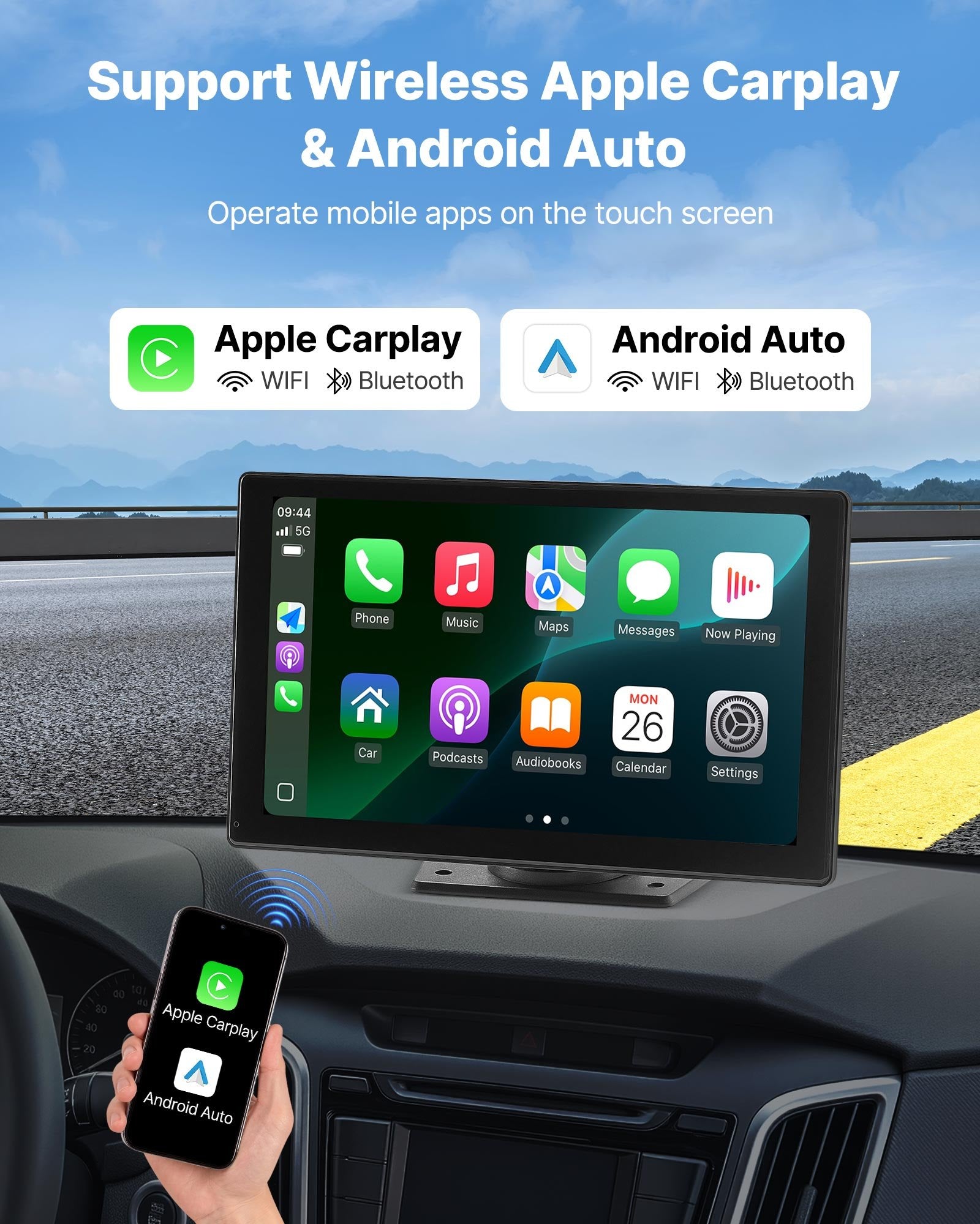 Car Stereo Radio CarPlay Touchscreen 228.6 mm Apple Android Backup Camera V952-CZZKP9INCHBD3G8EV001V9