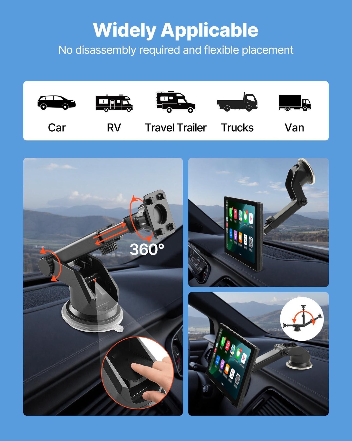 Wireless Car Stereo, 228.6mm HD Portable Radio Touch Screen with Apple CarPlay and Android Auto, CarPlay V952-CZZKP9INCHDQGMM4X001V9