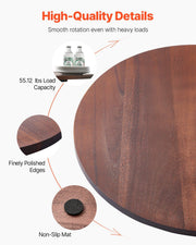 61 cm Wood Lazy Susan Turntable, 360 degrees Rotation Round Clear Tabletop Rotating Tray, Acacia Wood Dining V952-CZZP24YCMZHTGZT37V0