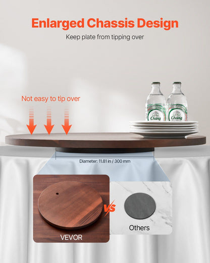 61 cm Wood Lazy Susan Turntable, 360 degrees Rotation Round Clear Tabletop Rotating Tray, Acacia Wood Dining V952-CZZP24YCMZHTGZT37V0