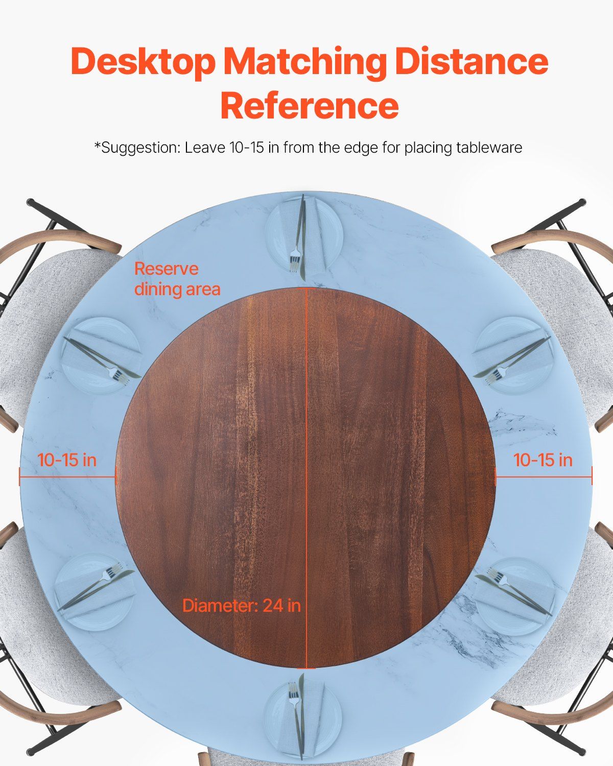 61 cm Wood Lazy Susan Turntable, 360 degrees Rotation Round Clear Tabletop Rotating Tray, Acacia Wood Dining V952-CZZP24YCMZHTGZT37V0