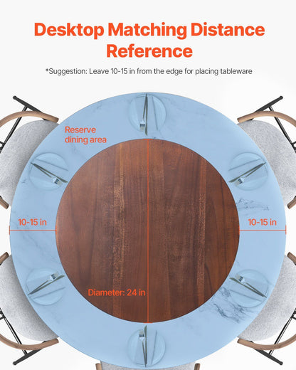61 cm Wood Lazy Susan Turntable, 360 degrees Rotation Round Clear Tabletop Rotating Tray, Acacia Wood Dining V952-CZZP24YCMZHTGZT37V0