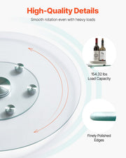 76.8 cm Glass Lazy Susan Turntable, Tempered Glass Dining Table Centerpiece with 6 Rotating Wheels, 360 V952-CZZP30YCBLTMNYA7MV0
