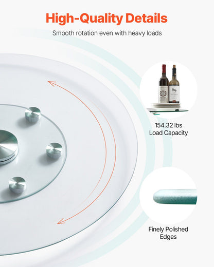 76.8 cm Glass Lazy Susan Turntable, Tempered Glass Dining Table Centerpiece with 6 Rotating Wheels, 360 V952-CZZP30YCBLTMNYA7MV0