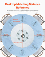 76.8 cm Glass Lazy Susan Turntable, Tempered Glass Dining Table Centerpiece with 6 Rotating Wheels, 360 V952-CZZP30YCBLTMNYA7MV0