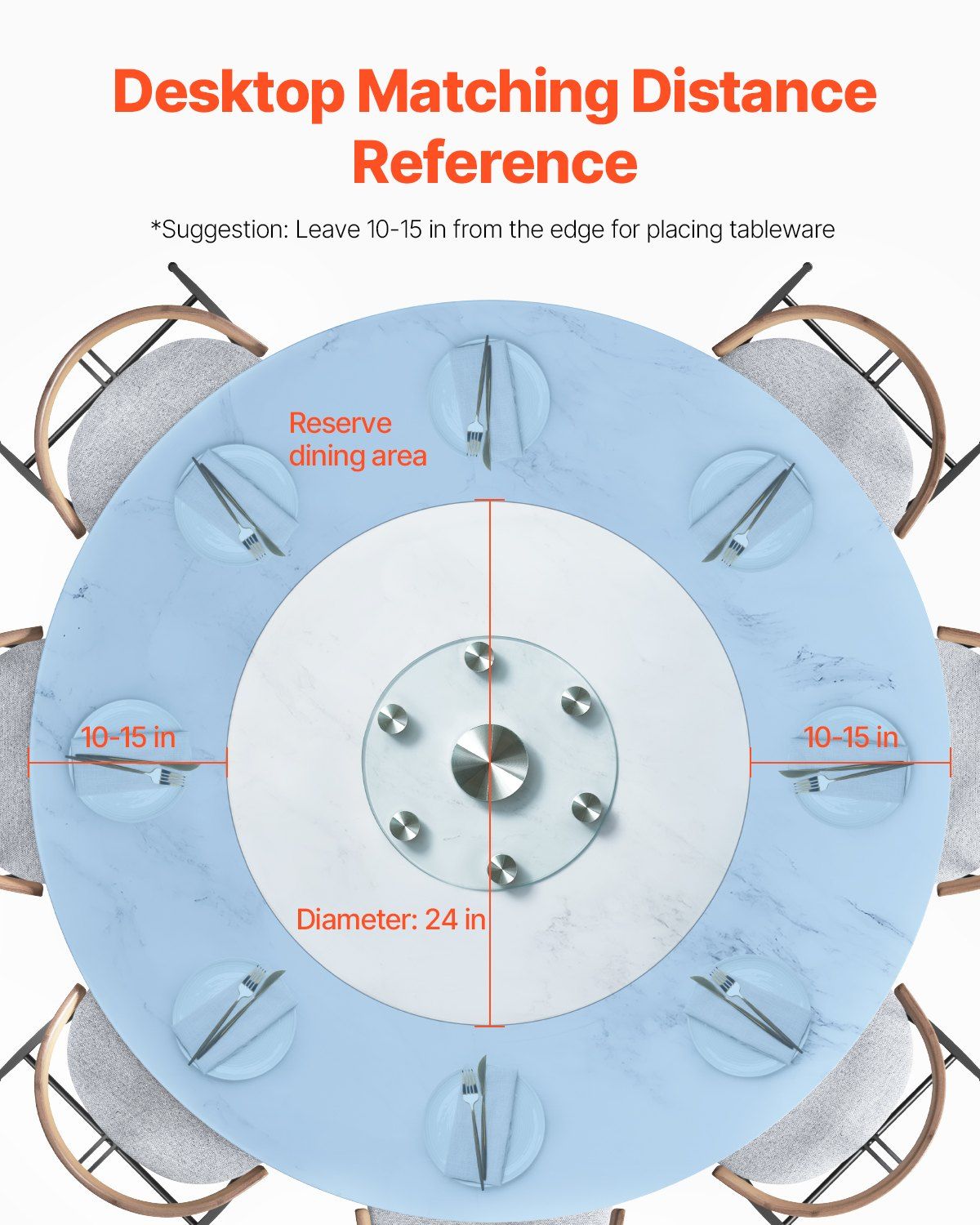 76.8 cm Glass Lazy Susan Turntable, Tempered Glass Dining Table Centerpiece with 6 Rotating Wheels, 360 V952-CZZP30YCBLTMNYA7MV0