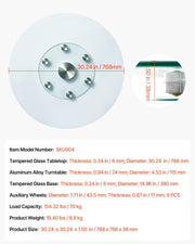 76.8 cm Glass Lazy Susan Turntable, Tempered Glass Dining Table Centerpiece with 6 Rotating Wheels, 360 V952-CZZP30YCBLTMNYA7MV0
