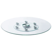76.8 cm Glass Lazy Susan Turntable, Tempered Glass Dining Table Centerpiece with 6 Rotating Wheels, 360 V952-CZZP30YCBLTMNYA7MV0