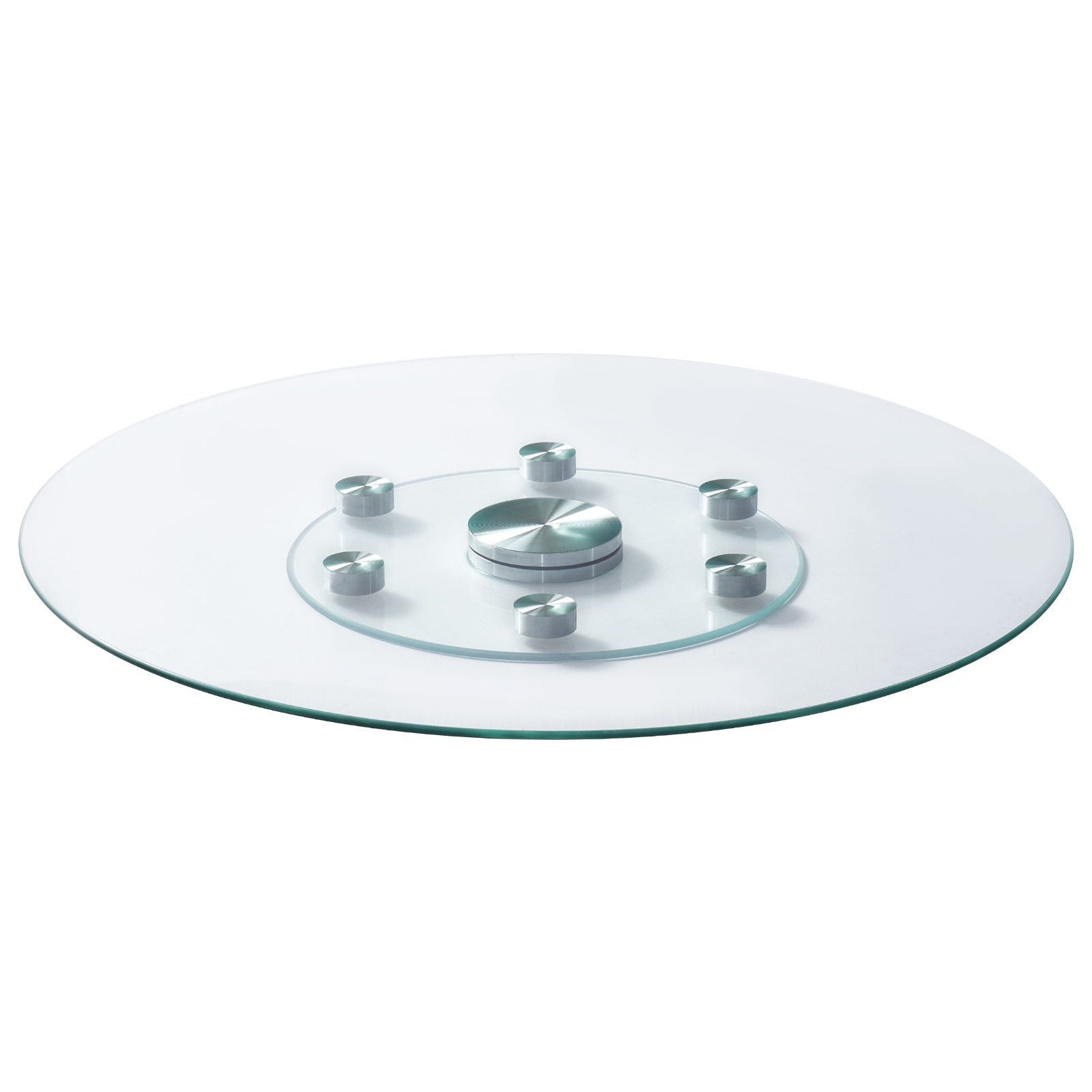76.8 cm Glass Lazy Susan Turntable, Tempered Glass Dining Table Centerpiece with 6 Rotating Wheels, 360 V952-CZZP30YCBLTMNYA7MV0