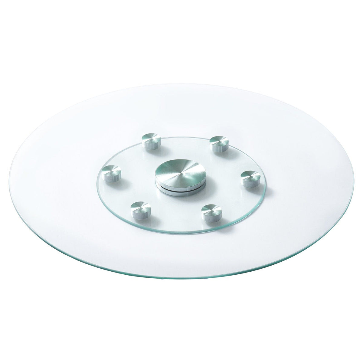 76.8 cm Glass Lazy Susan Turntable, Tempered Glass Dining Table Centerpiece with 6 Rotating Wheels, 360 V952-CZZP30YCBLTMNYA7MV0
