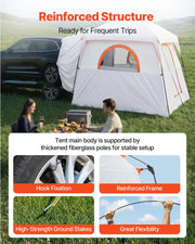 Large SUV Tent for 6 Person, 3.05 x 2.74m 3-Season SUV Tailgate Tent with Ventilated Doors & Mesh Windows, V952-CZZPCHK109FTIN0BQ001V0