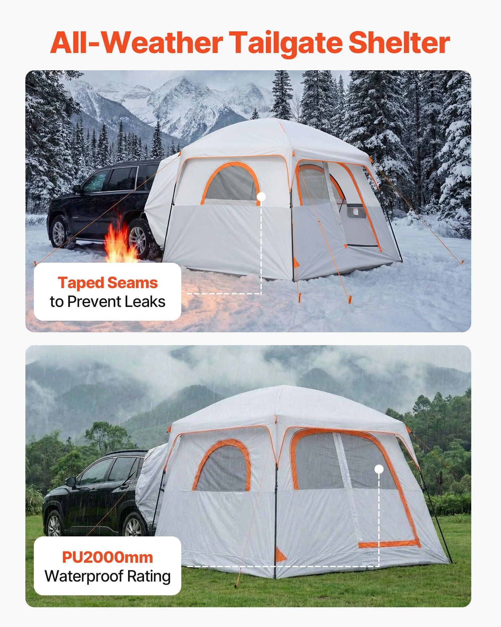 Large SUV Tent for 6 Person, 3.05 x 2.74m 3-Season SUV Tailgate Tent with Ventilated Doors & Mesh Windows, V952-CZZPCHK109FTIN0BQ001V0