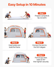 Large SUV Tent for 6 Person, 3.05 x 2.74m 3-Season SUV Tailgate Tent with Ventilated Doors & Mesh Windows, V952-CZZPCHK109FTIN0BQ001V0
