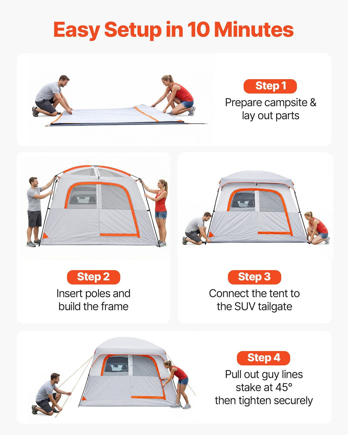 Large SUV Tent for 6 Person, 3.05 x 2.74m 3-Season SUV Tailgate Tent with Ventilated Doors & Mesh Windows, V952-CZZPCHK109FTIN0BQ001V0