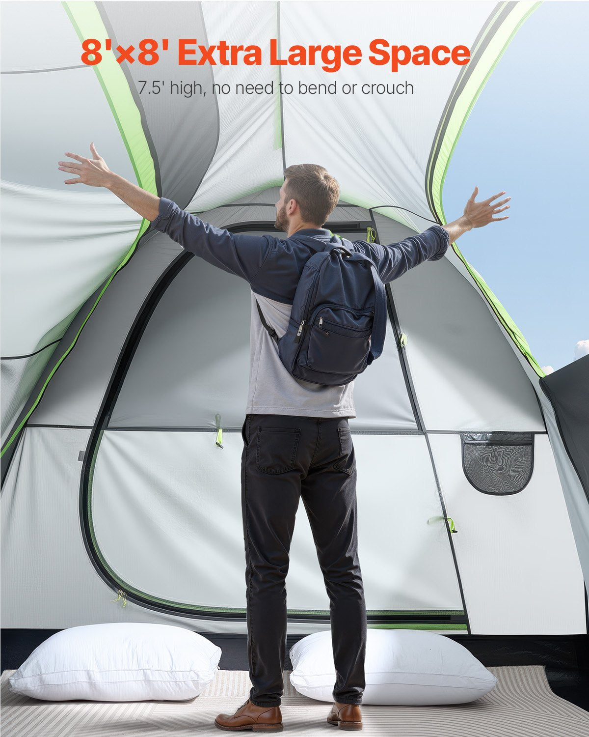SUV Tent for Camping, 8FT L x 8FT W, Waterproof PU2000mm Spacious Double Layer Design for 5-8 Person, SUV V952-CZZPCHK88FT03MD8MV0