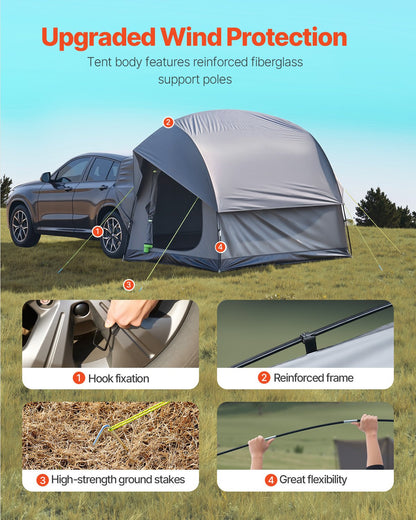 SUV Tent for Camping, 8FT L x 8FT W, Waterproof PU2000mm Spacious Double Layer Design for 5-8 Person, SUV V952-CZZPCHK88FT03MD8MV0