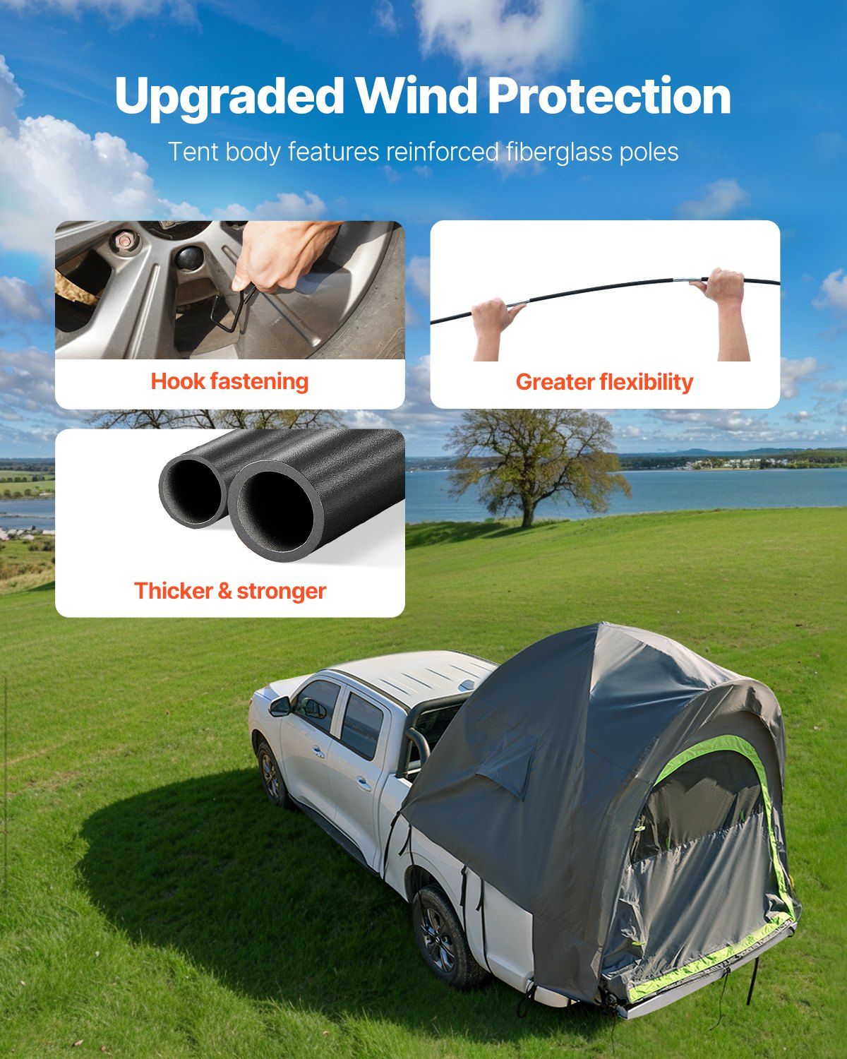 Pickup Truck Tent, Fit 6.4-6.7 ft Truck Tents for Camping, Waterproof PU2000 2-3 Person Sleeping Truck Bed V952-CZZPPTK6467FOZDKIV0