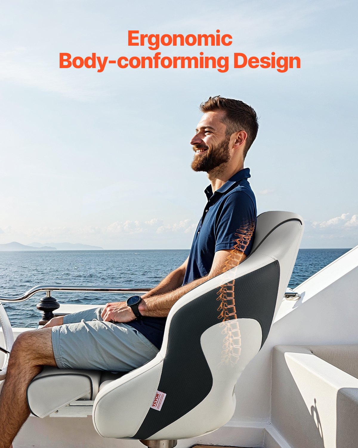 Boat Seat, High Backrest, Flip Up Boat Seat Captain Bucket Seat with Thickened Sponge Cushion & Waterproof V952-CZZYZDFZHBSKNPUAG001V0