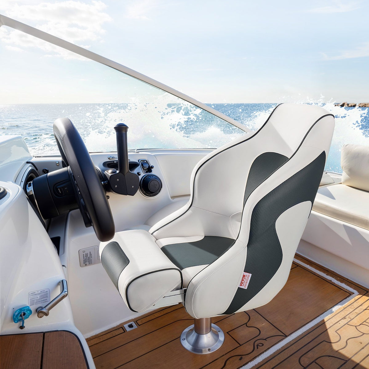 Boat Seat, High Backrest, Flip Up Boat Seat Captain Bucket Seat with Thickened Sponge Cushion & Waterproof V952-CZZYZDFZHBSKNPUAG001V0