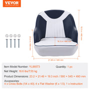 Captain Bucket Seat, Pontoon Boat Seat with Thickened Sponge Padding, Boat Captain Chair for Fishing Boat, V952-CZZYZDWFZBKFU6O5SV0