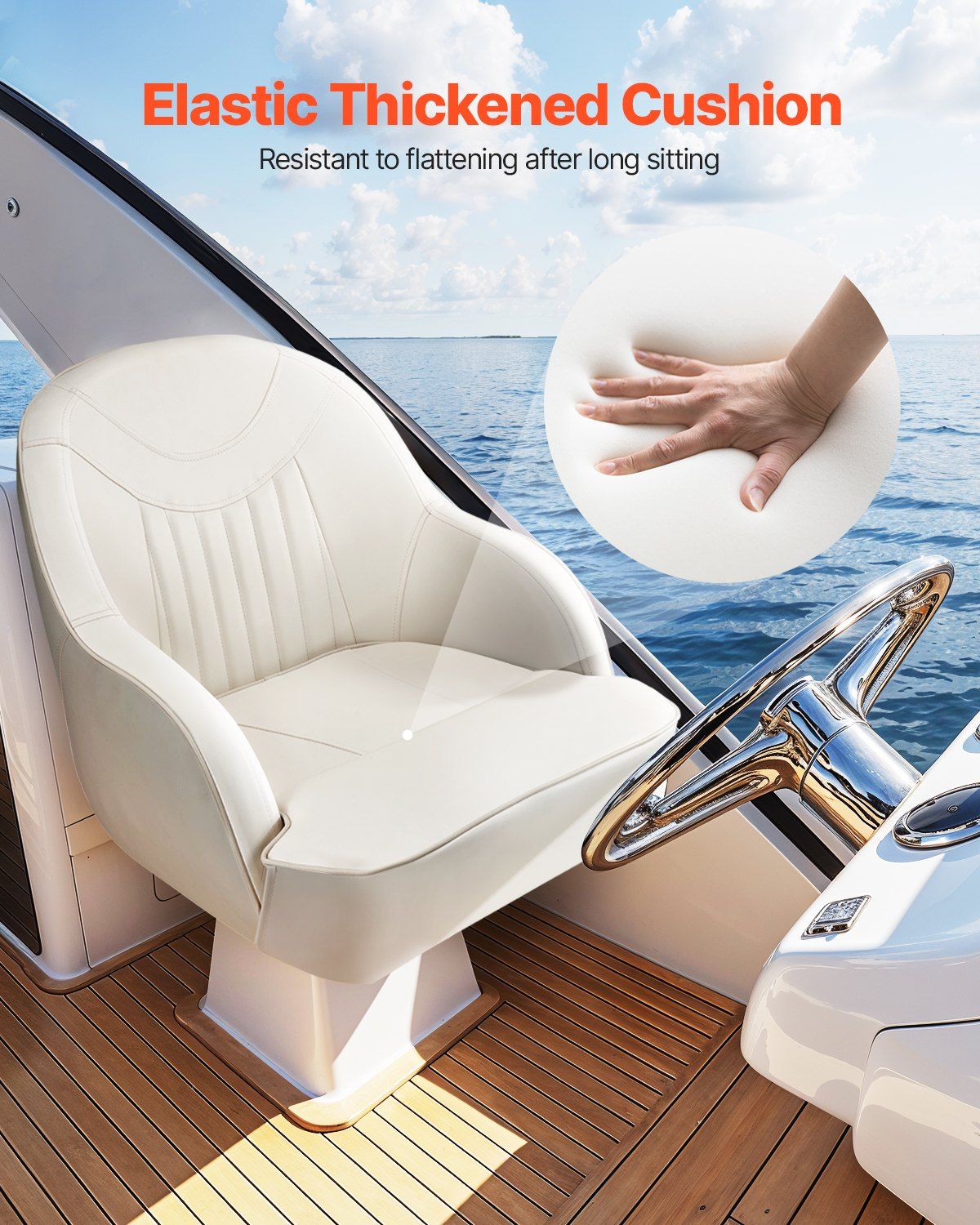 Boat Seat, Low Backrest, Boat Seat Captain Bucket Seat with Thickened Sponge Cushion & Waterproof PVC V952-CZZYZDWFZBSBJKGMK001V0